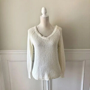 MBoutique Textured Lace Back Sweater Ivory S New